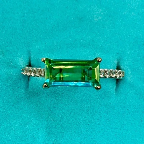 Peacock Quartz Emerald Cut Ring 1.4CTW Platinum Over 925 Sz 10 - Picture 9 of 17